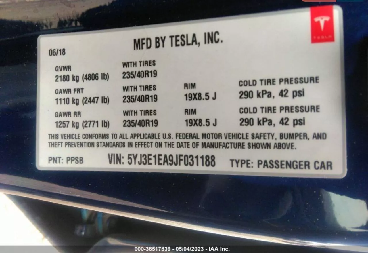 Tesla Model 3  75 kWh 2018221